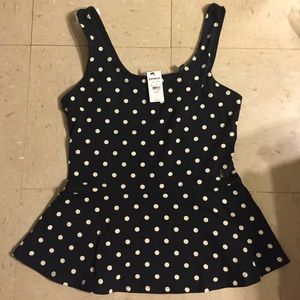 Express Black & White Polka Dot Peplum Tank Top!