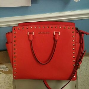 Authentic Red studded selma MK bag