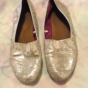 Silver sparkly glittery slip on