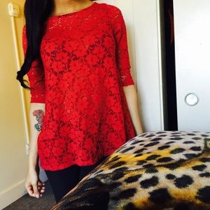 Red See Through Blouse