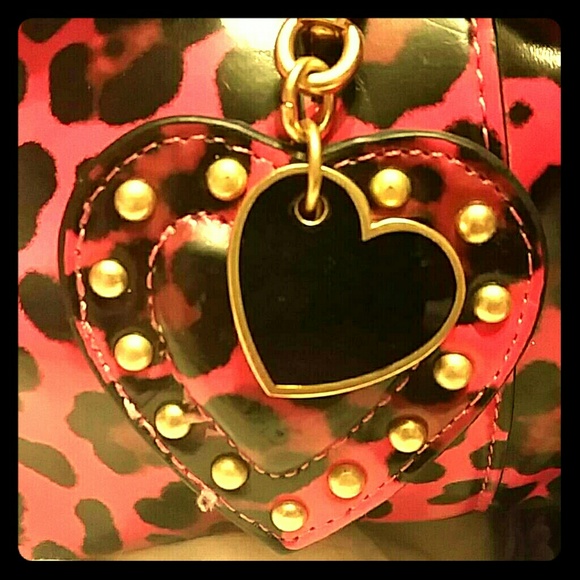 Mulberry Pink and Black Cheetah Print Purse Large