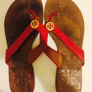 Tory Burch Red Thora Patent Sandal