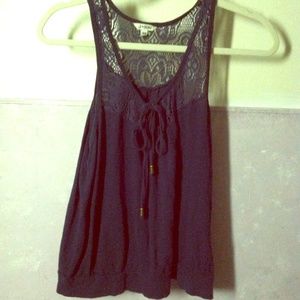 Navy Blue Racerback Crochet & Lace Tank