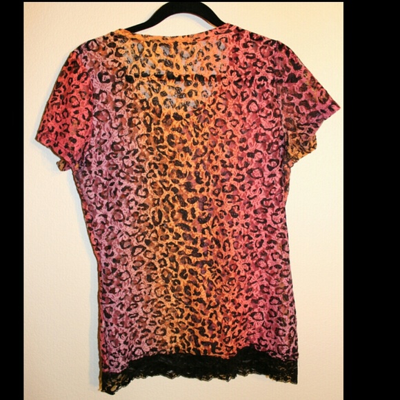 Colorful Lace Leopard Print Top - Picture 2 of 3