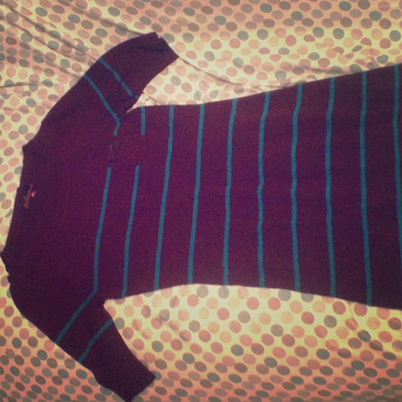 Brown and blue striped dress shirt