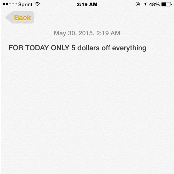 For today on taking $5 dollars off everything