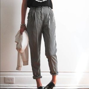 American Apparel High-Waist Pleated Striped Pants