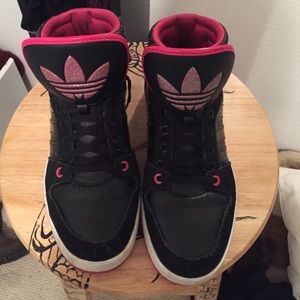 Pink high top Adidas