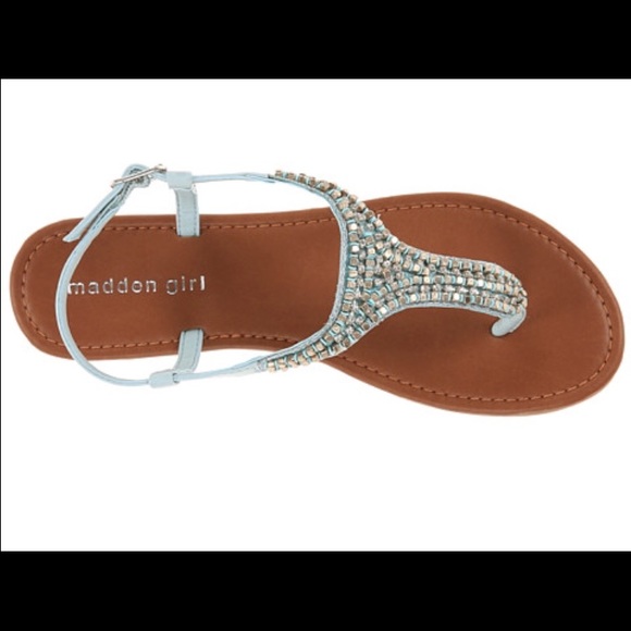 👣Sky Blue & Adorned Ankle Strap Sandals - Picture 2 of 4