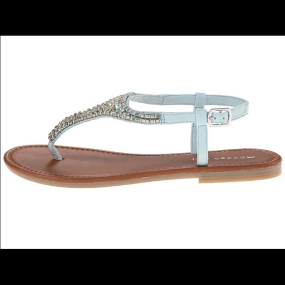 👣Sky Blue & Adorned Ankle Strap Sandals - Picture 3 of 4