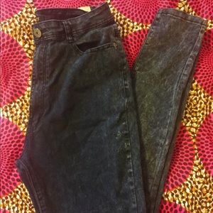 Hi Waist Acid Wash Skinny