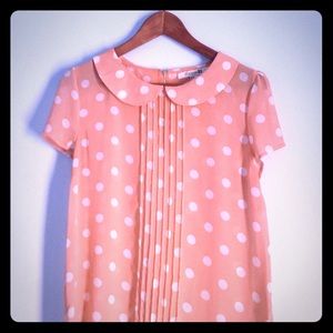 Peach polka dot blouse