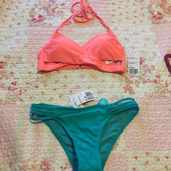 Forever 21 Swim Orange And Turquoise Bikini Poshmark