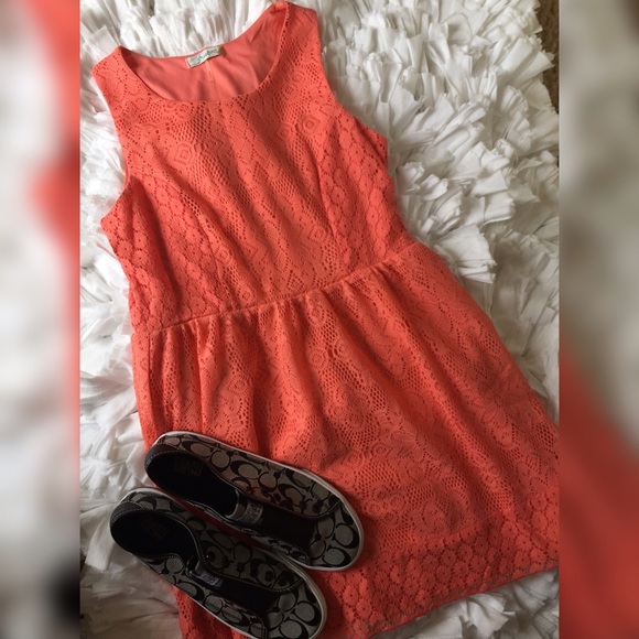 Coral Flower Design Summer Dress