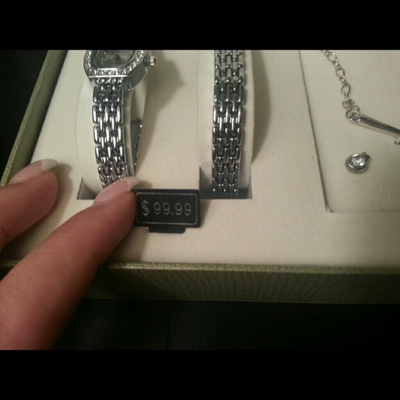 Watch, bracelet, necklace, and earrings set