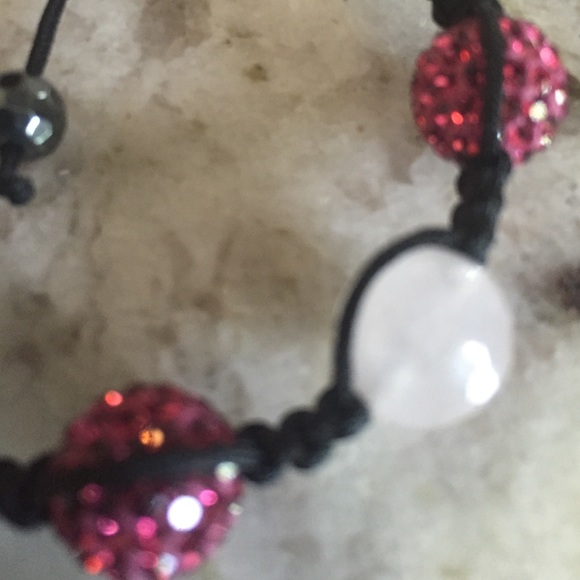 ROSE QUARTZ & PINK CRYSTAL MACRAME BRACELET - Picture 2 of 4