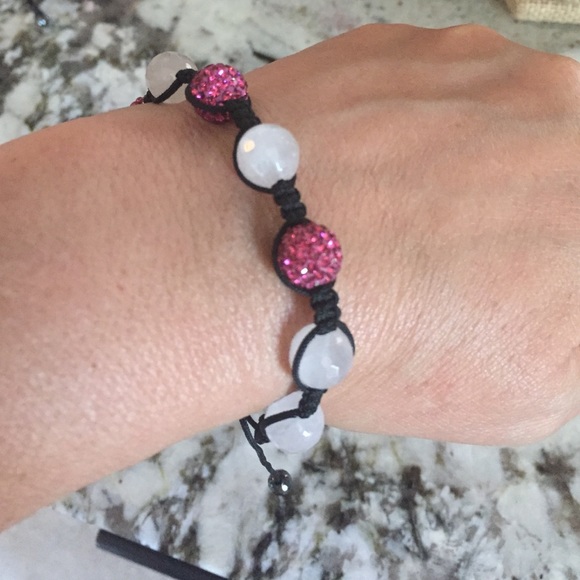 ROSE QUARTZ & PINK CRYSTAL MACRAME BRACELET - Picture 4 of 4
