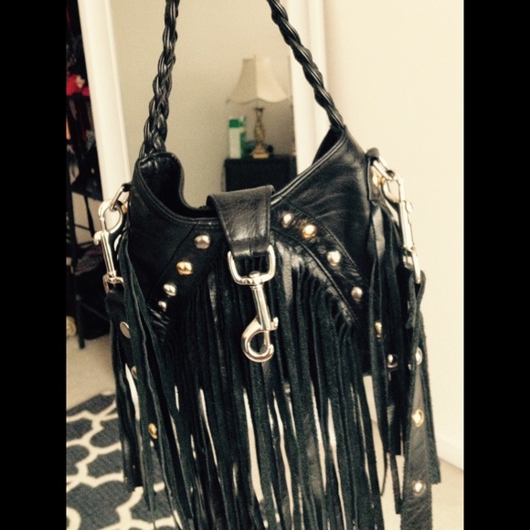 SOLD JJ winters stud crossbody fringe leather
