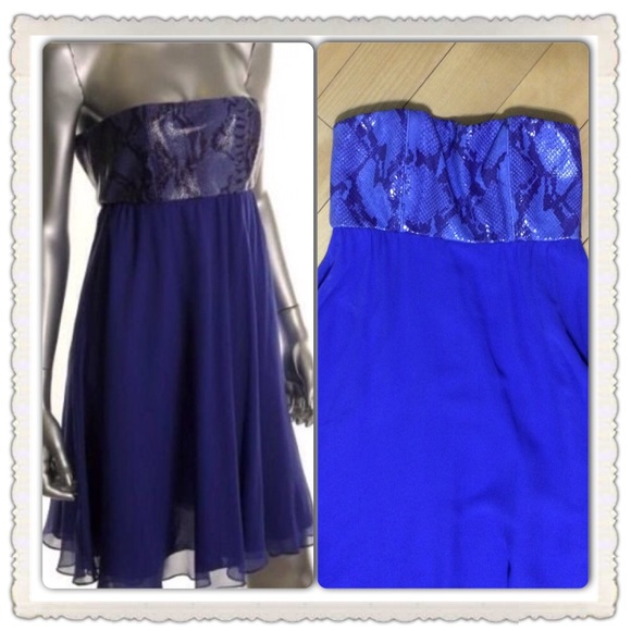 Alice + Olivia purple snakeskin leather/silk dress
