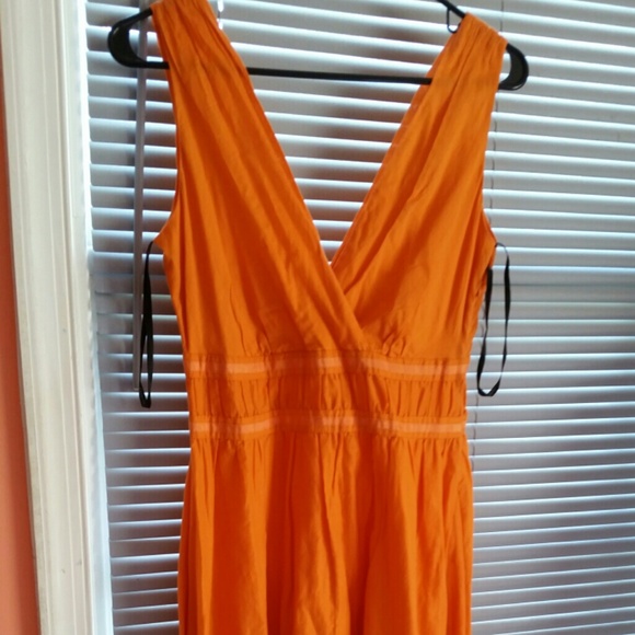 Calvin Klein orange sleeveless v neck dress