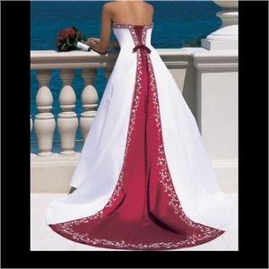NEW Alfred Angelo White & Claret Wedding Dress