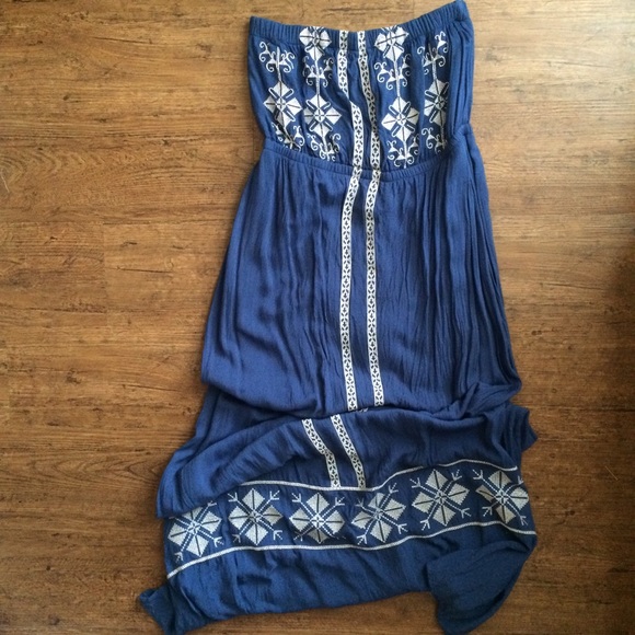 navy embroidered maxi dress