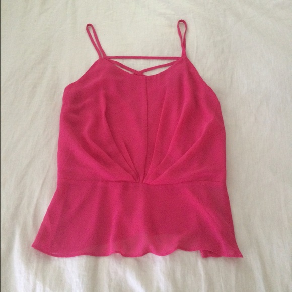 Hot Pink Open Back Chiffon Tank