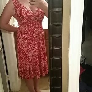 Flowy empire waist red/beige dress