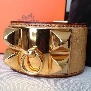 Authentic Hermes Ostrich Collier De Chien Bracelet