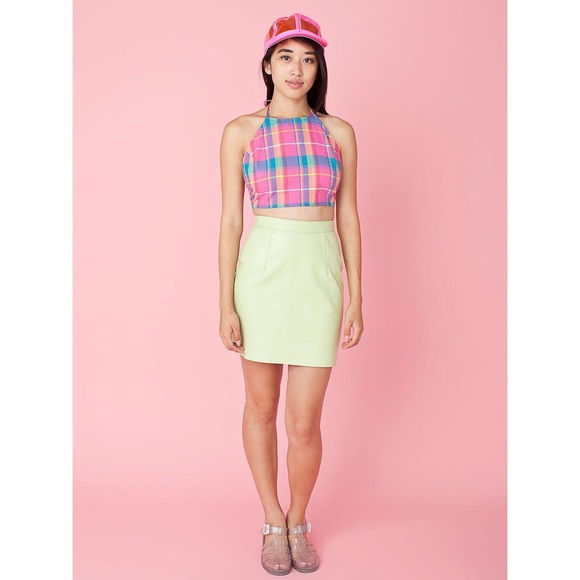 California Selects Pastel Madra plaid halter top - Picture 2 of 4