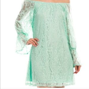 Mint Green Lace off the Shoulder Dress