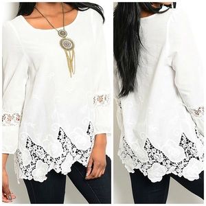 New Ivory Lace Trimmed Top