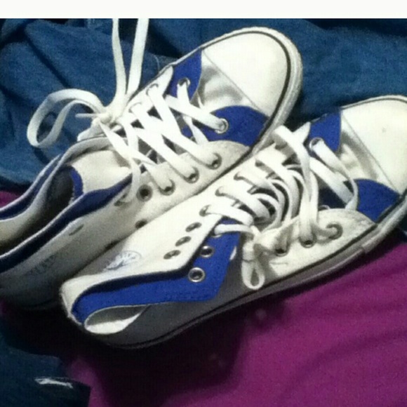 Blue and white two tone converse