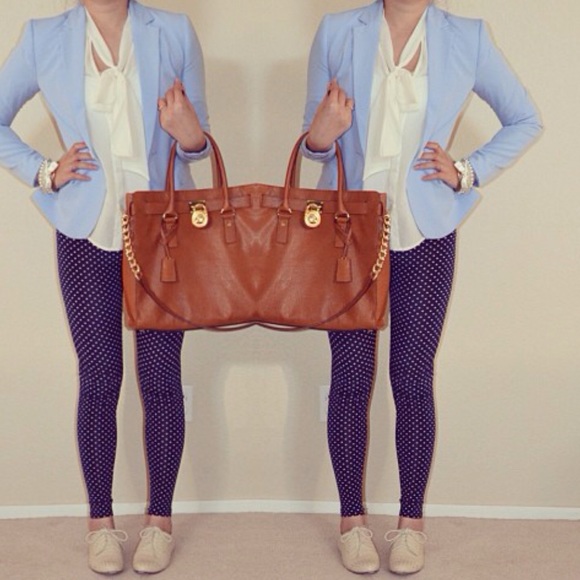 Polka dot navy white leggings