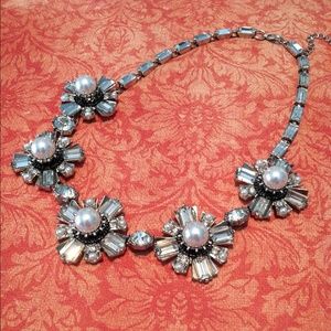 Reserved Crystal & Silver Color Statement Necklace