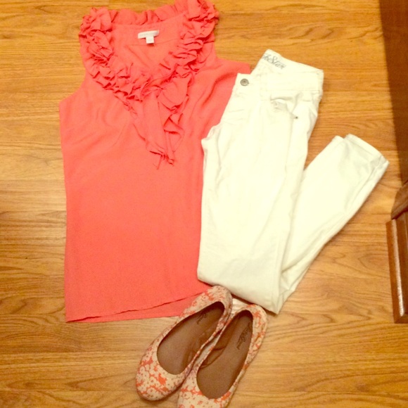 New York & Company Ruffle Neck Blouse