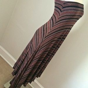 Stripped Asymmetrical Strapless Lined Maxi Dresses