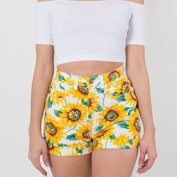 American Apparel High Waisted Sunflower Shorts