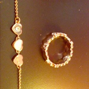 Rose gold bracelet & ring set