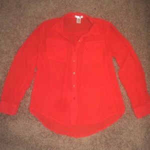 Adorable Sheer Red Long Sleeve Shirt 💋
