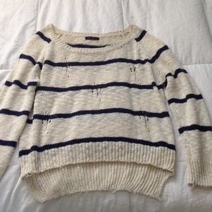 Distressed striped sweater