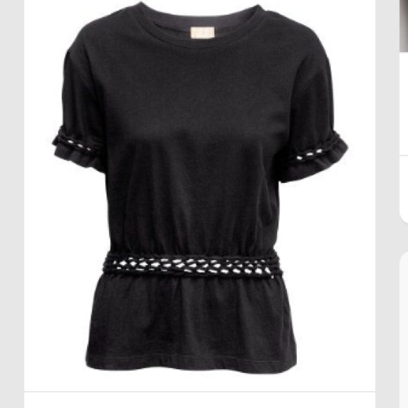 H&M Conscious black short sleeve top with braiding