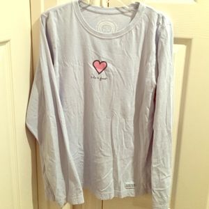 Life Is Good Long Sleeve TShirt Light Blue Medium