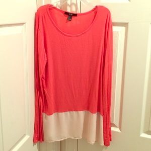 Forever 21 Long sleeve Chiffon Coral Light Top