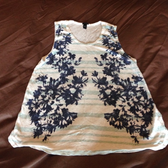 J. Crew XS Linen Striped Muscle Tank