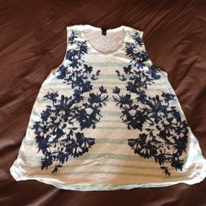 J. Crew XS Linen Striped Muscle Tank