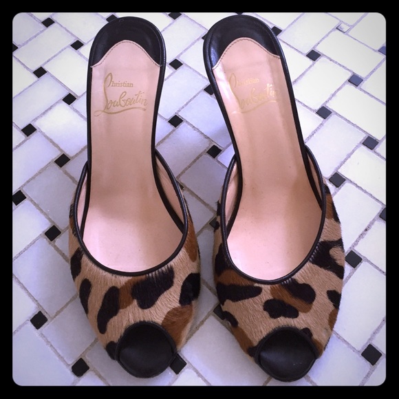 Christian Louboutin kitten heel ponyhair shoes