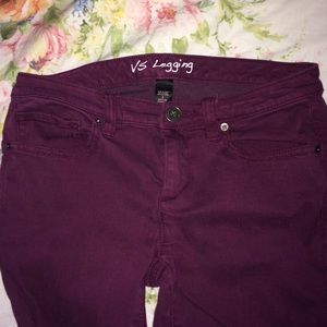 Burgundy Jean leggings