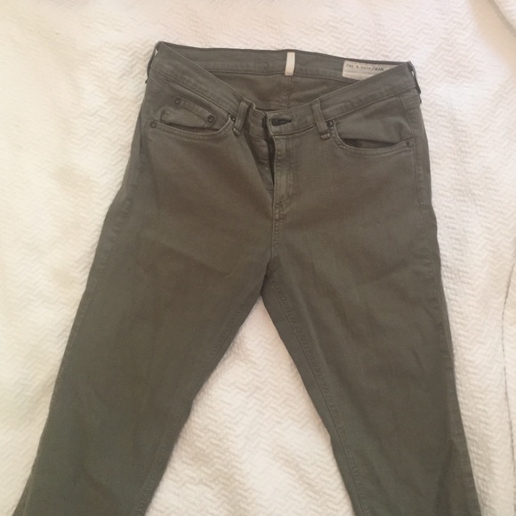 Army green rag and bone skinny jeans