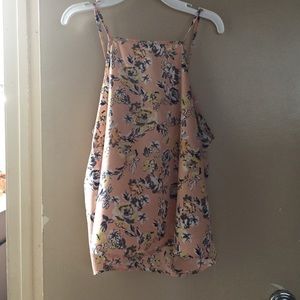 Peach high neck/mock neck tank top with open back